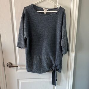 Blue grey tie knot Knit Sweater